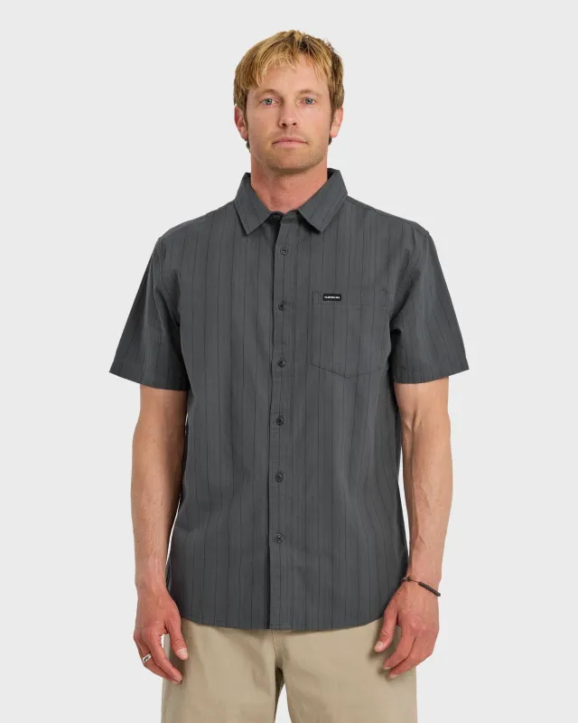 Dobby Stripe Classic Short Sleeve Shirt - Iron Gate made by Quiksilver