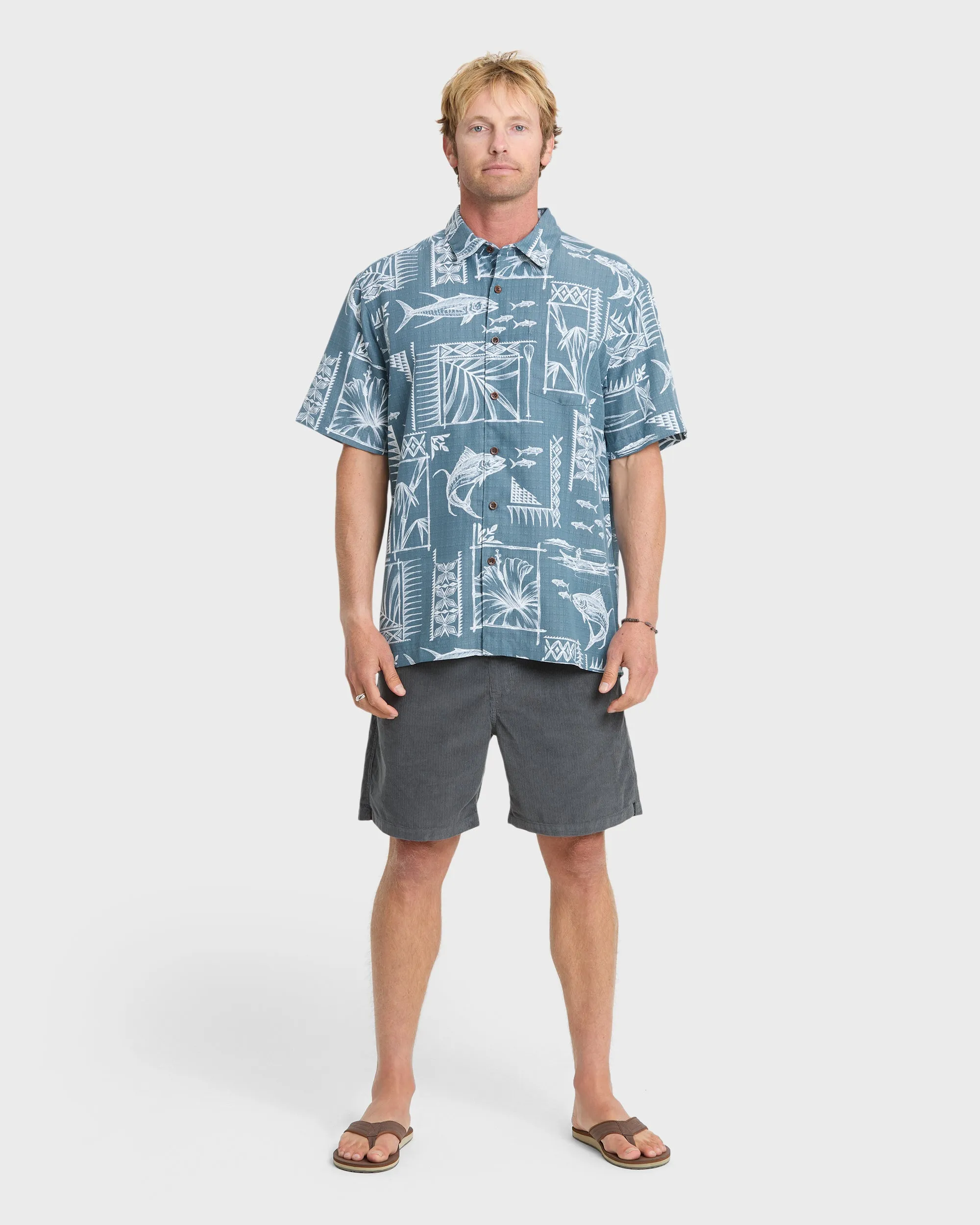 Waterman Paradise Bay Short Sleeve Woven Shirt - Real Teal sold by Quiksilver product image thumbnail 4