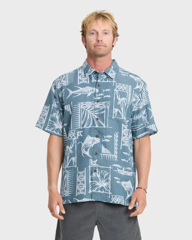 Waterman Paradise Bay Short Sleeve Woven Shirt - Real Teal made by Quiksilver