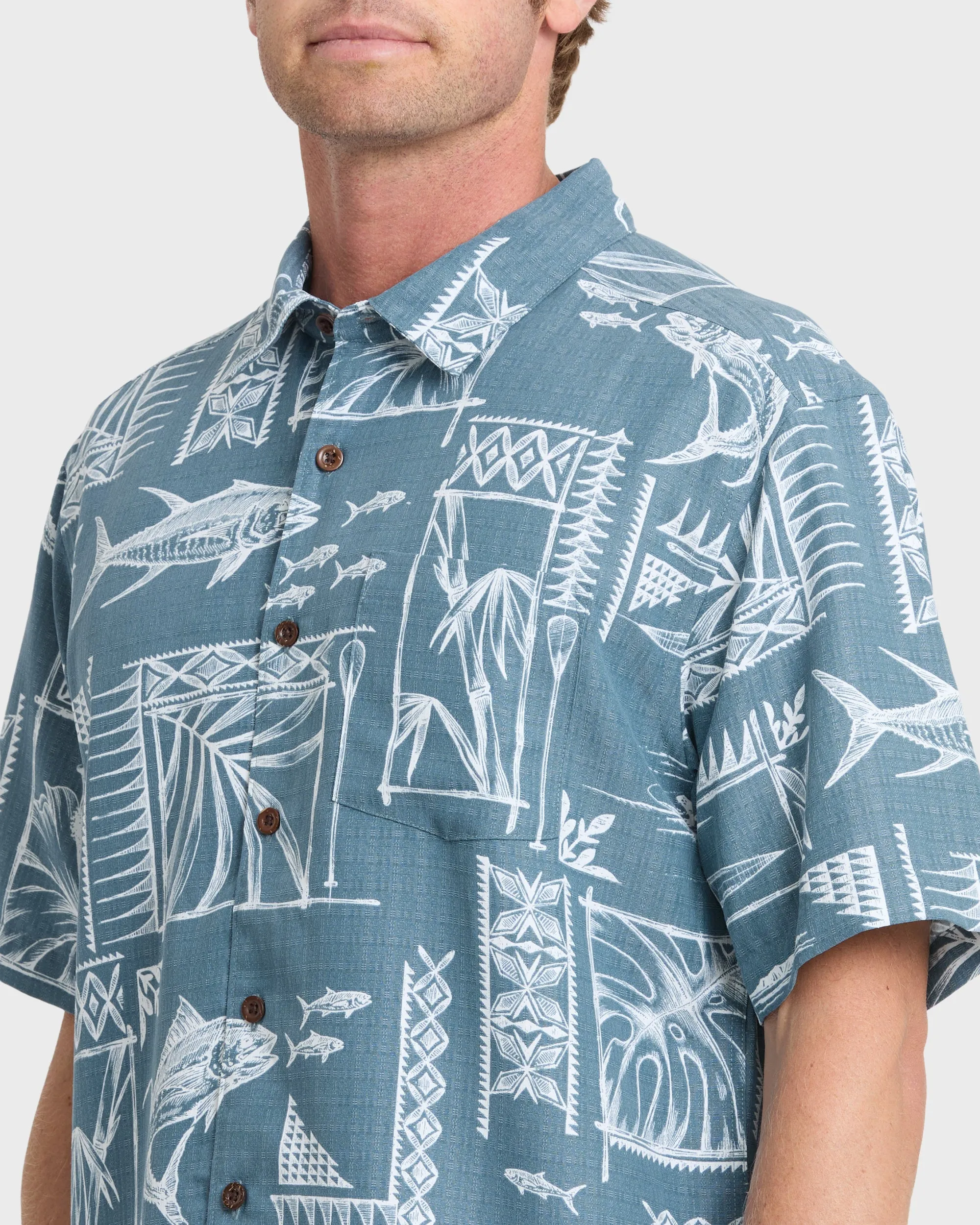 Waterman Paradise Bay Short Sleeve Woven Shirt - Real Teal sold by Quiksilver product image thumbnail 5