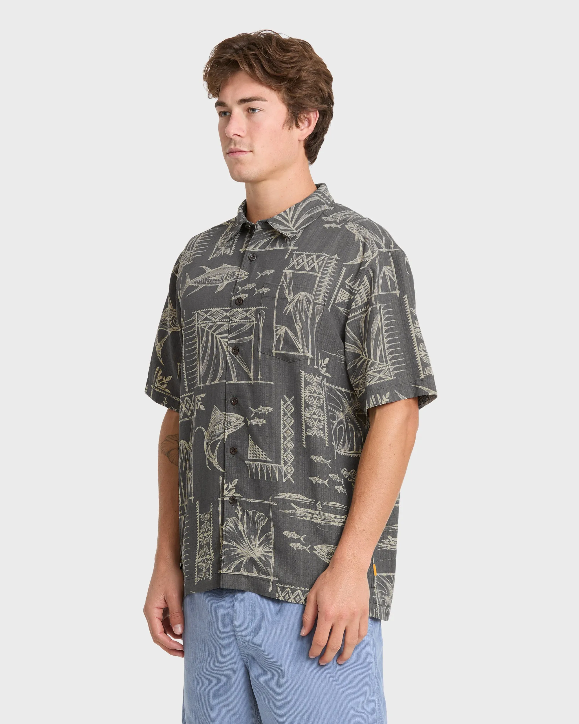 Waterman Paradise Bay Short Sleeve Woven Shirt - Phantom sold by Quiksilver product image thumbnail 3