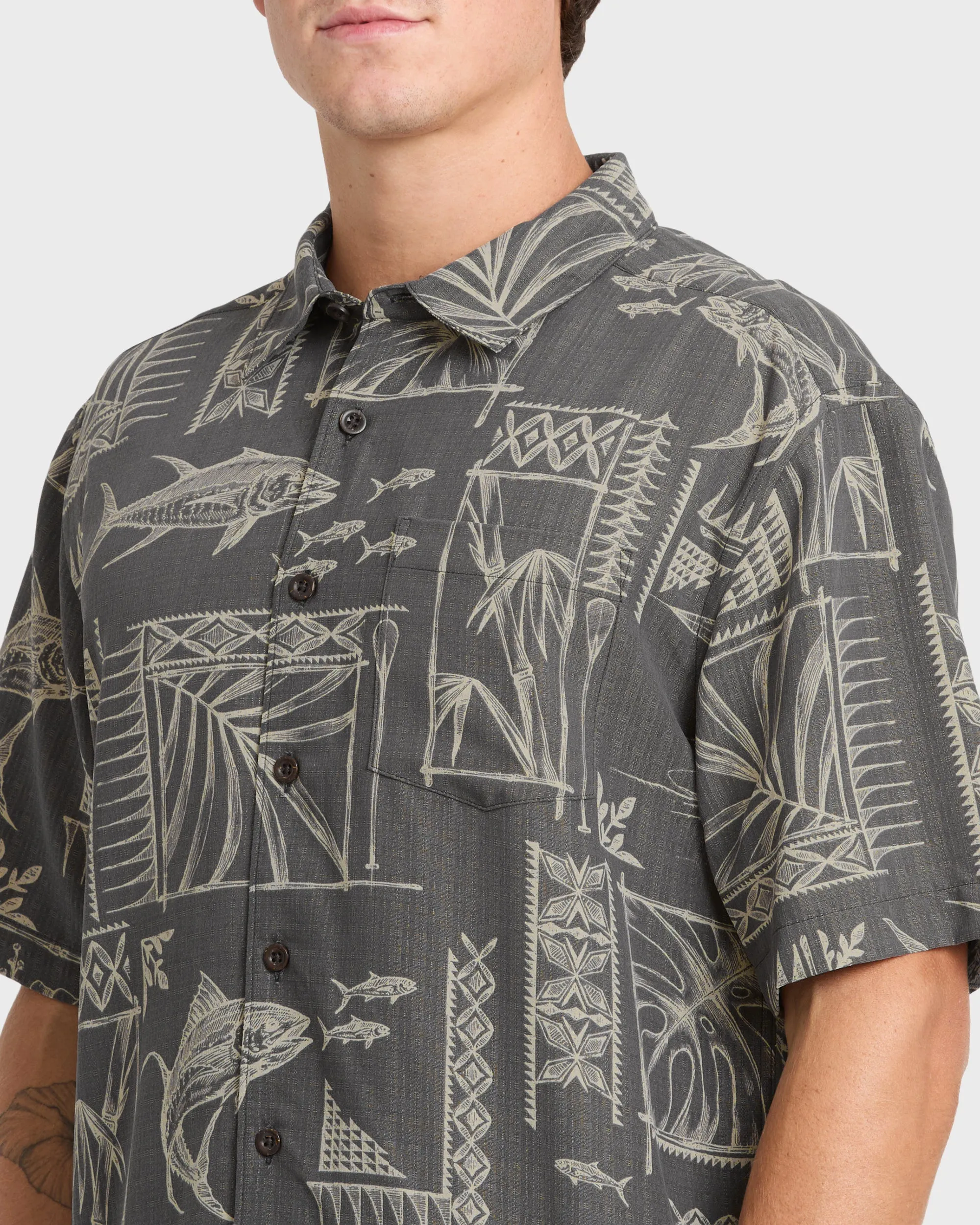 Waterman Paradise Bay Short Sleeve Woven Shirt - Phantom sold by Quiksilver product image thumbnail 5