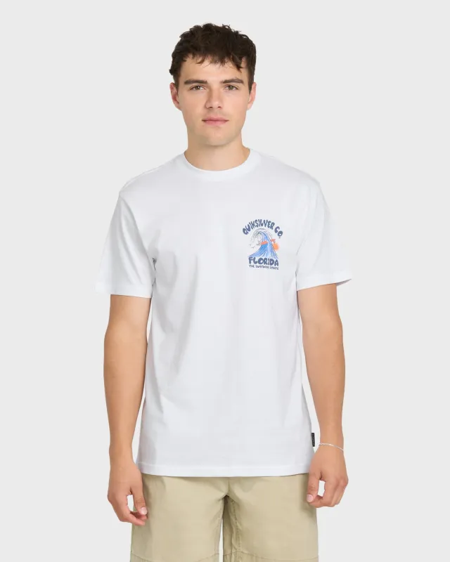 Florida Johnny Short Sleeve Cotton T-Shirt - White made by Quiksilver