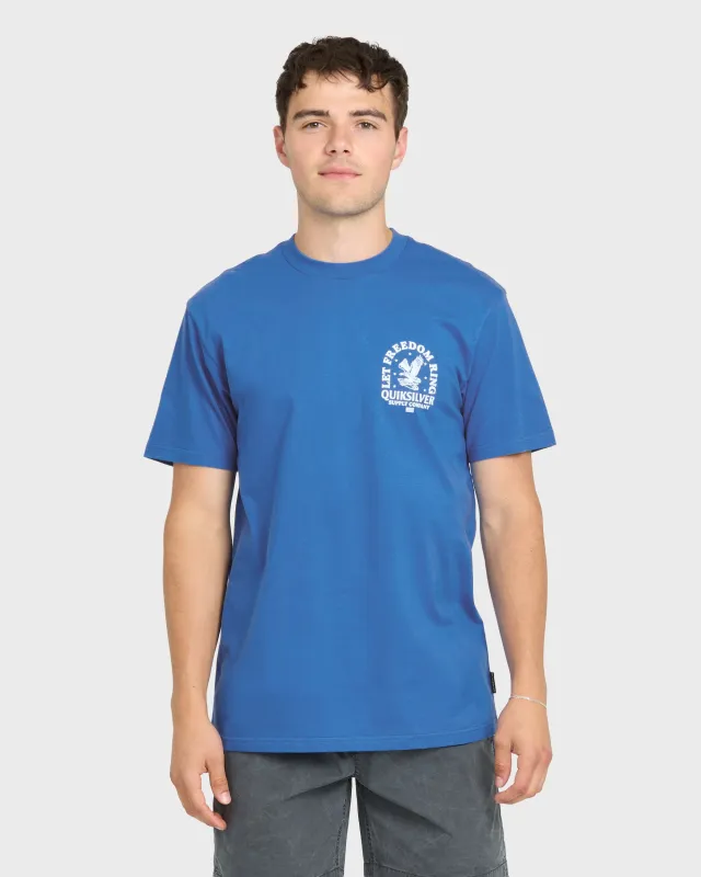 Freedom Ring Short Sleeve Cotton T-Shirt - Nebulas Blue made by Quiksilver
