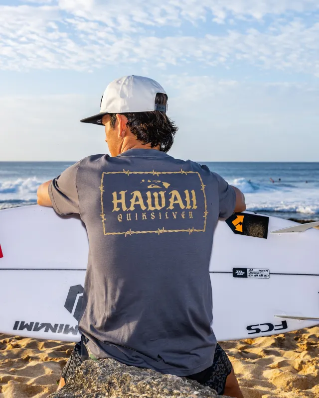 Hawaii Lock Short Sleeve Knit T-Shirt - Iron Gate made by Quiksilver