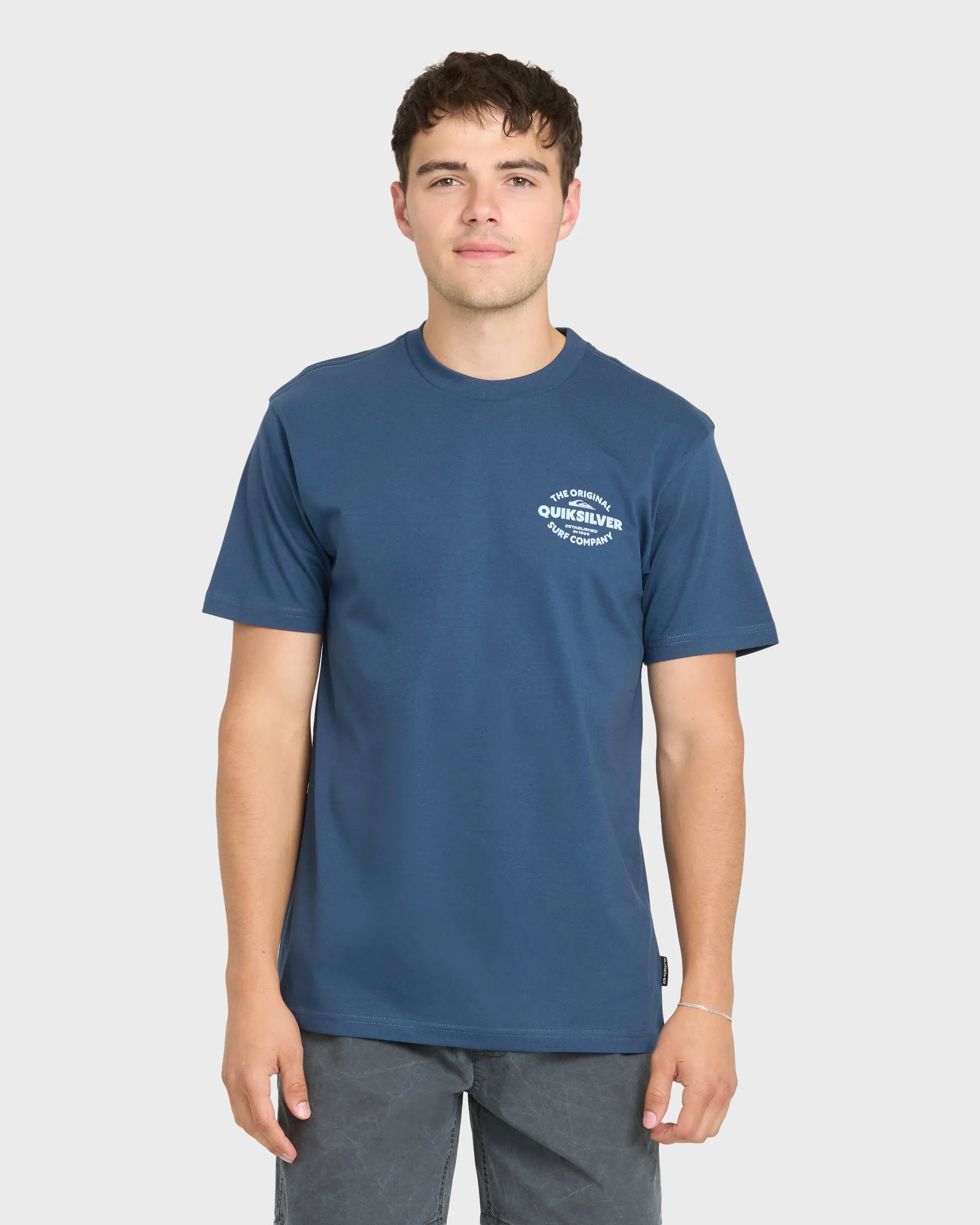 The Shed Short Sleeve Cotton T-Shirt - Dark Denim sold by Quiksilver