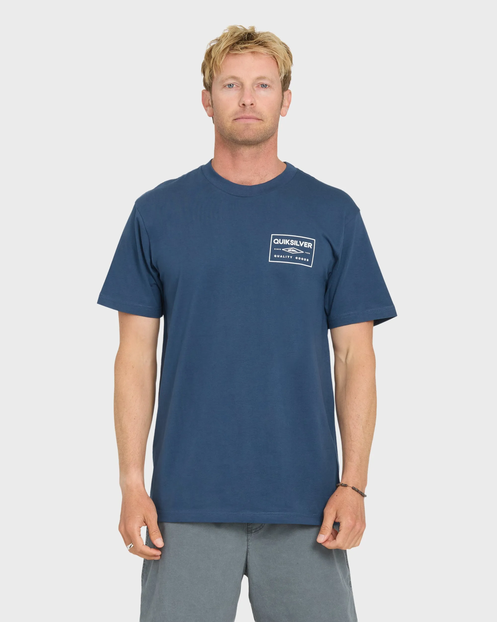 Stamped Short Sleeve Knit T-Shirt - Dark Denim sold by Quiksilver