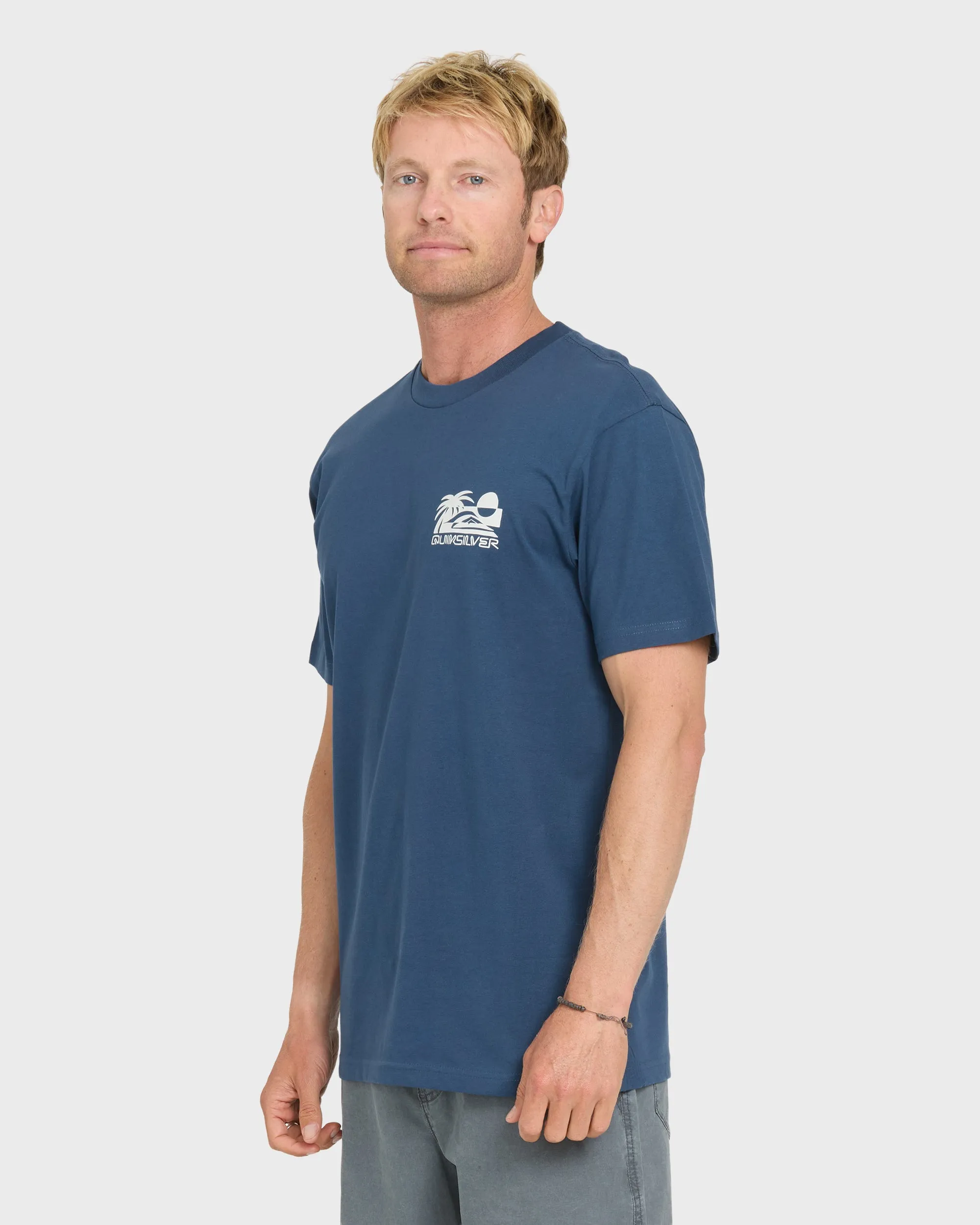 Reverse Cut Classic Short Sleeve Cotton T-Shirt - Dark Denim sold by Quiksilver product image thumbnail 3
