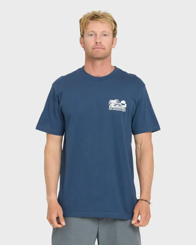 Reverse Cut Classic Short Sleeve Cotton T-Shirt - Dark Denim made by Quiksilver