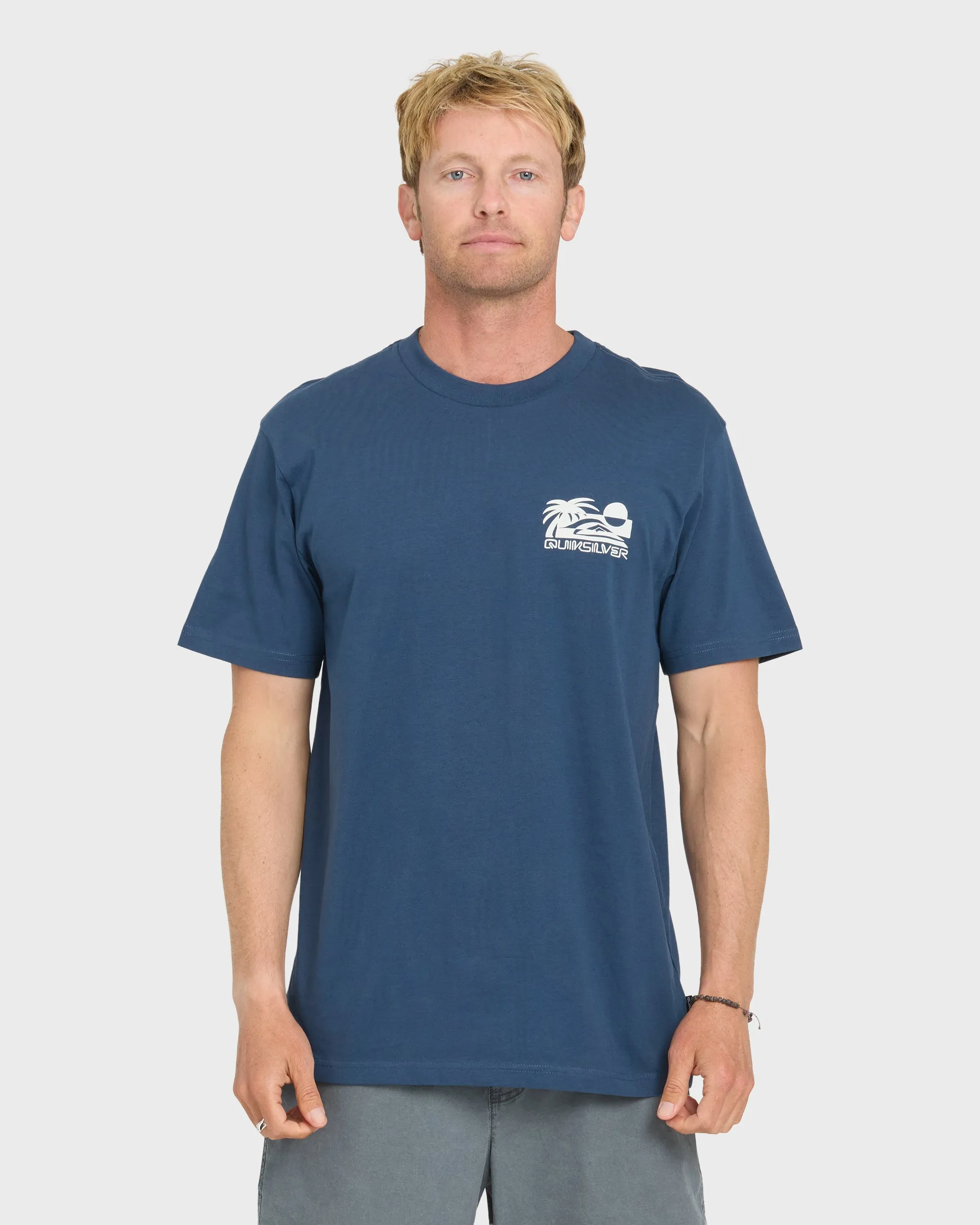 Reverse Cut Classic Short Sleeve Cotton T-Shirt - Dark Denim sold by Quiksilver