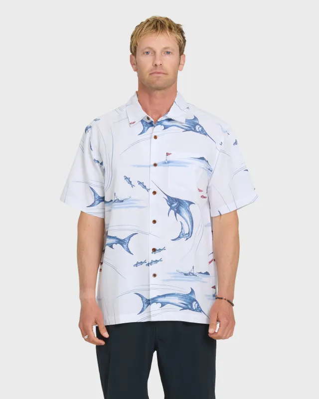 Waterman Fish On Short Sleeve Woven Shirt - White made by Quiksilver