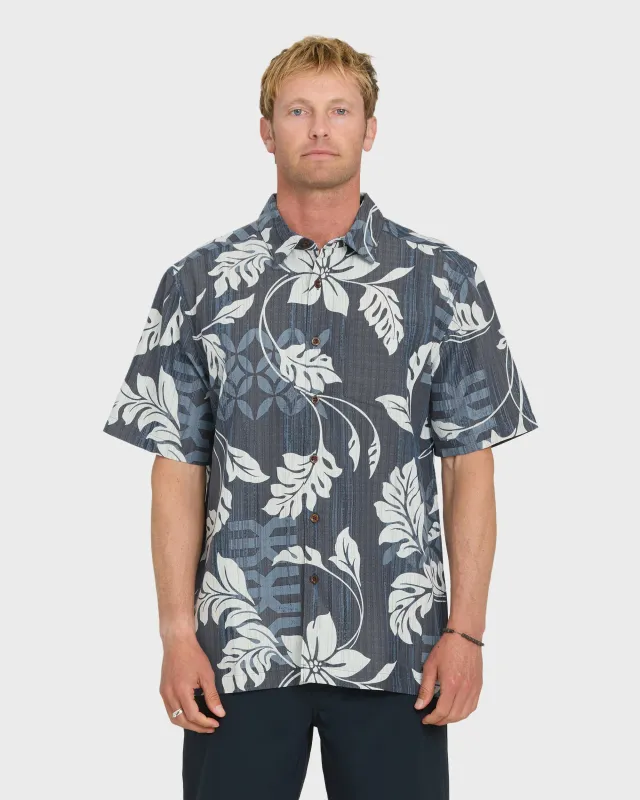 Waterman Tropic Bloom Short Sleeve Woven Shirt - Dark Denim made by Quiksilver
