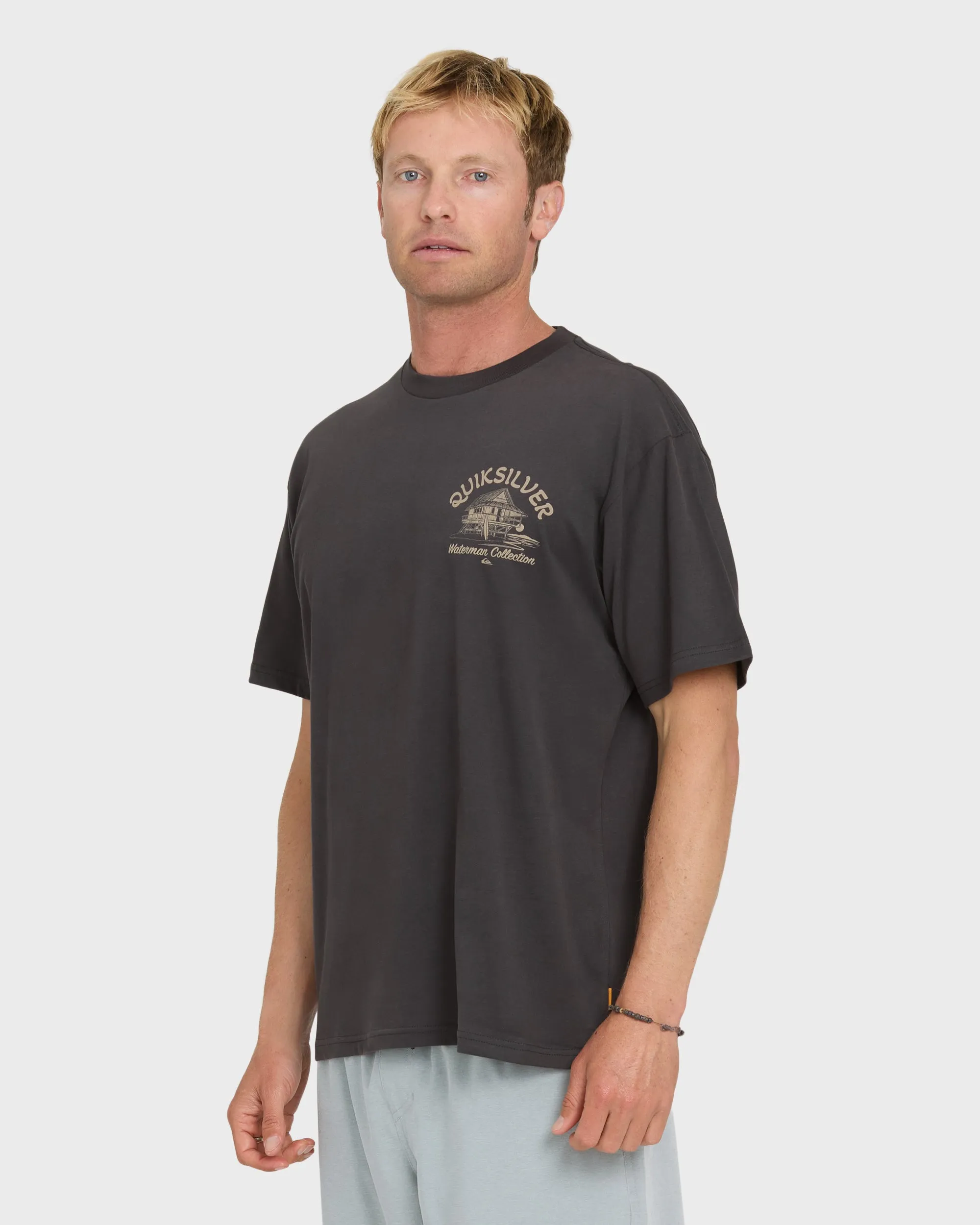 Waterman Tiki Hut Short Sleeve Cotton T-Shirt - Phantom sold by Quiksilver product image thumbnail 3