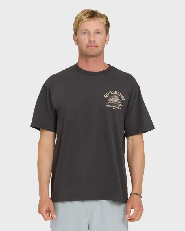 Waterman Tiki Hut Short Sleeve Cotton T-Shirt - Phantom made by Quiksilver