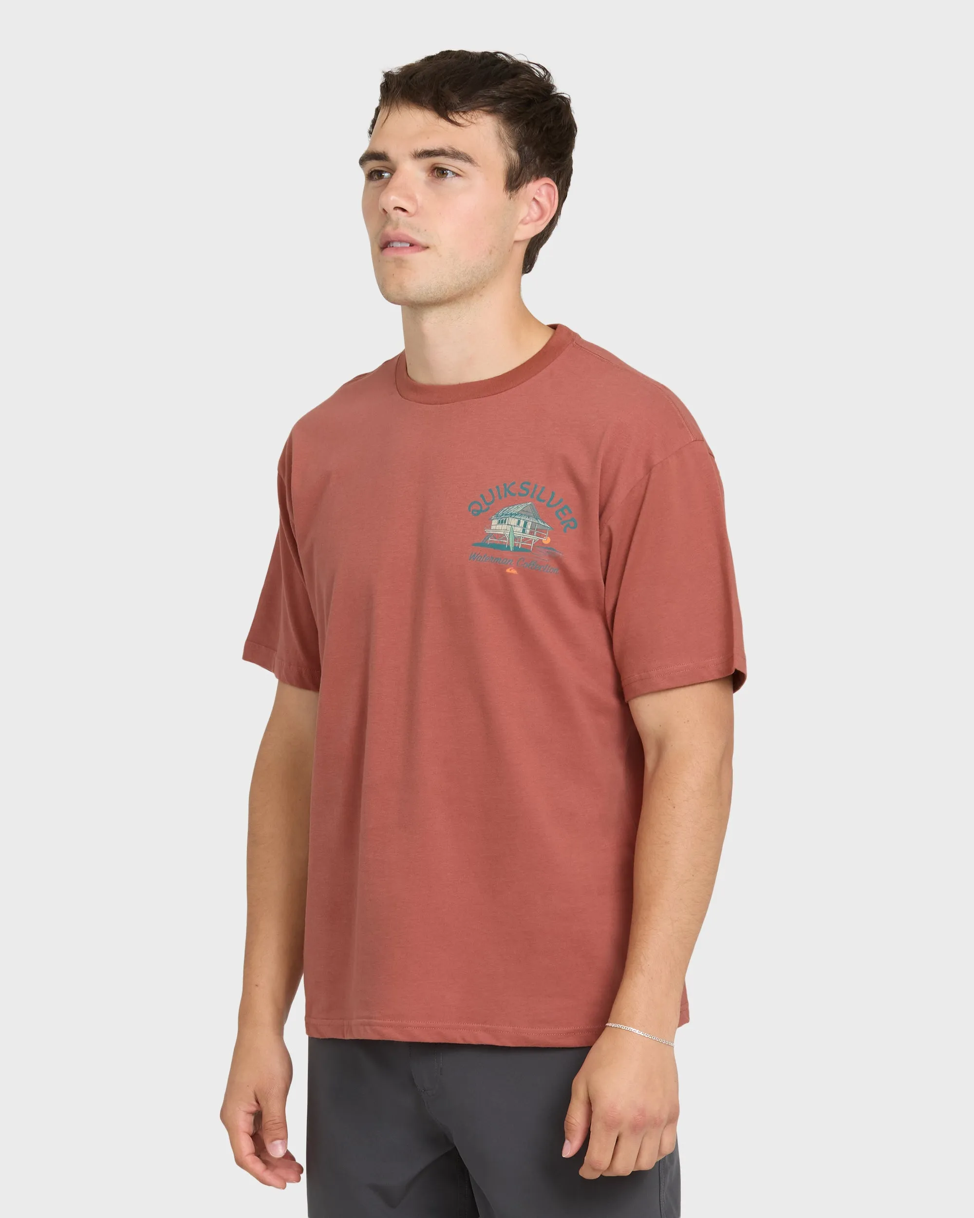 Waterman Tiki Hut Short Sleeve Cotton T-Shirt - Marsala sold by Quiksilver product image thumbnail 3
