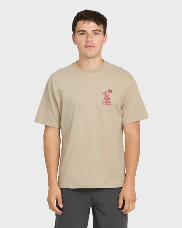 Waterman Lei'd Back Short Sleeve Cotton T-Shirt - Plaza Taupe made by Quiksilver