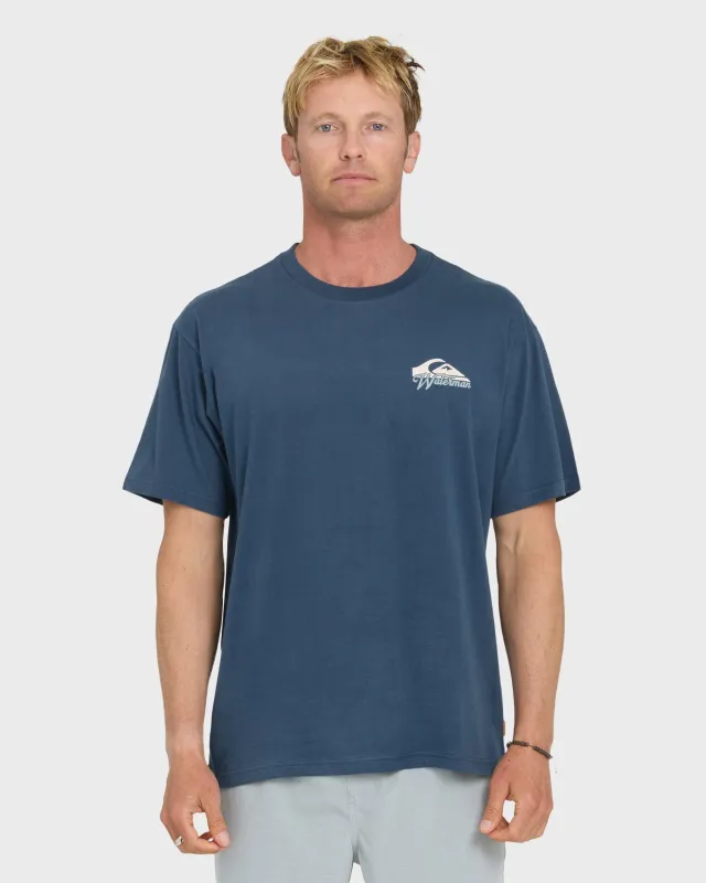 Waterman Bottle Life Classic Short Sleeve Cotton T-Shirt - Dark Denim made by Quiksilver