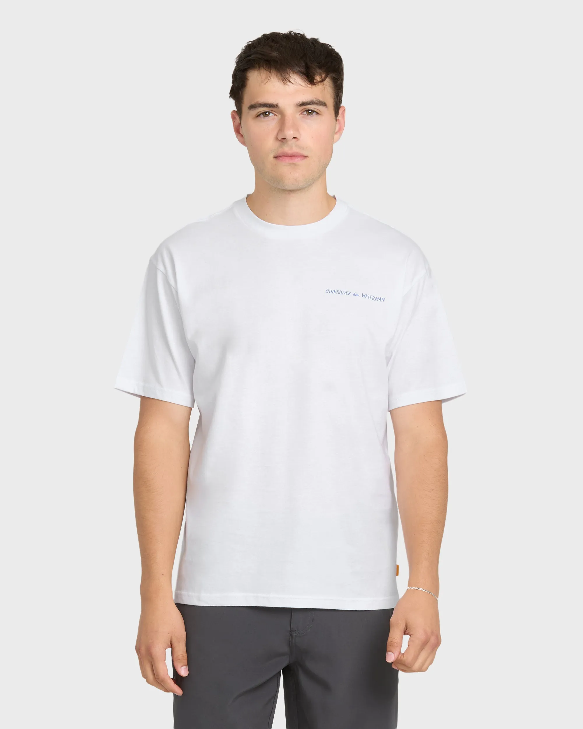 Waterman Angler Classic Short Sleeve Cotton T-Shirt - White sold by Quiksilver
