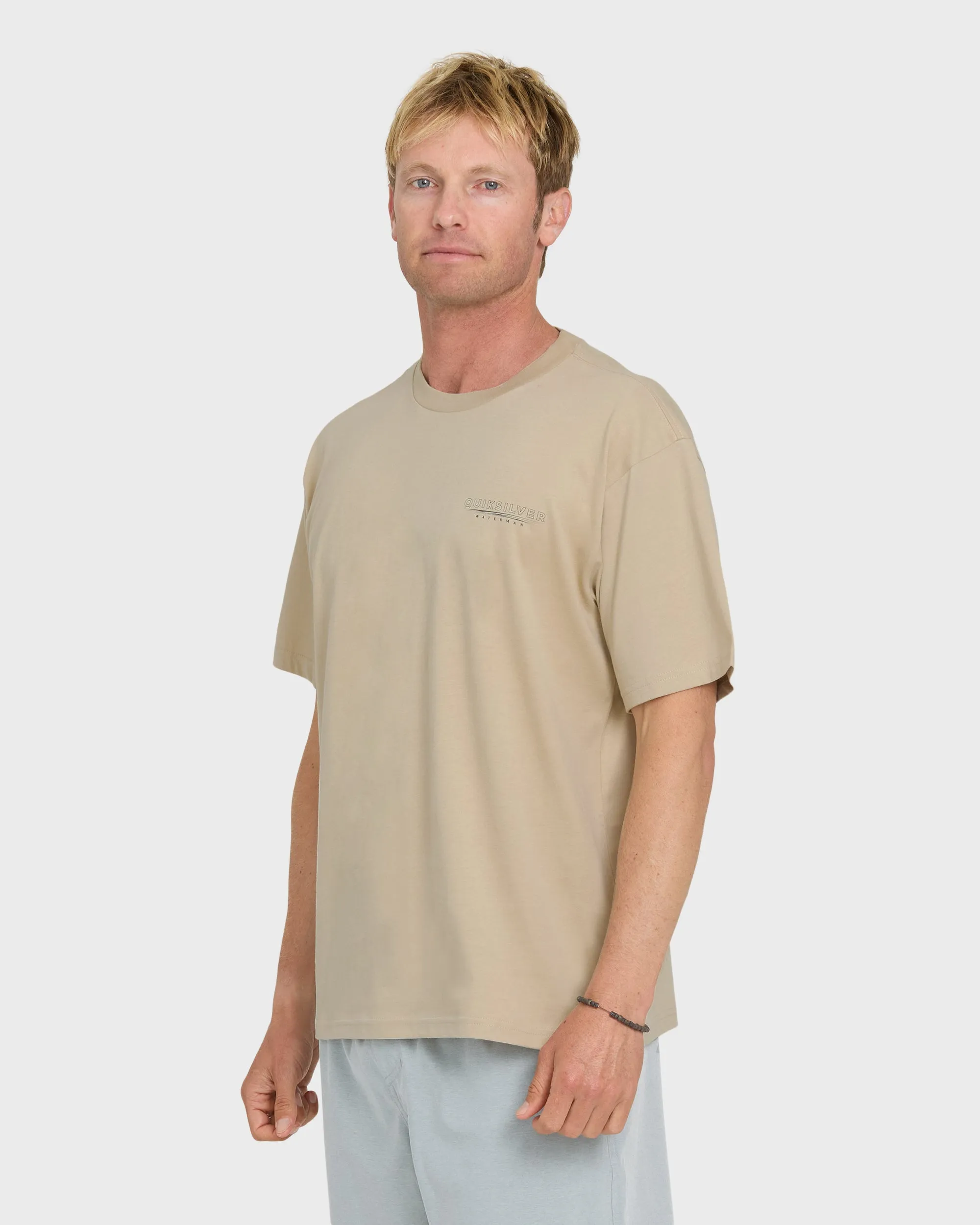 Waterman Anchors Down Classic Short Sleeve Cotton T-Shirt - Plaza Taupe sold by Quiksilver