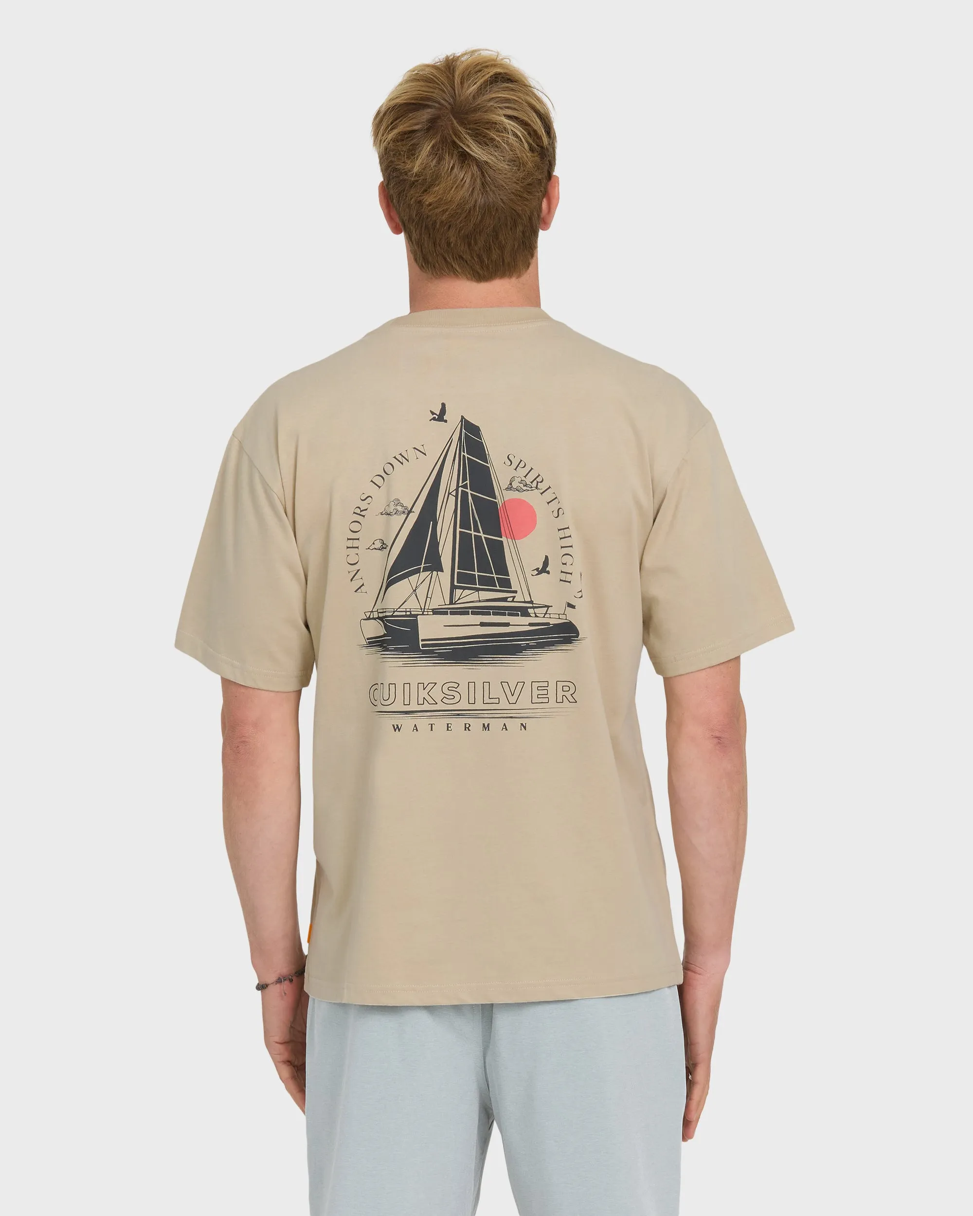 Waterman Anchors Down Classic Short Sleeve Cotton T-Shirt - Plaza Taupe sold by Quiksilver product image thumbnail 2