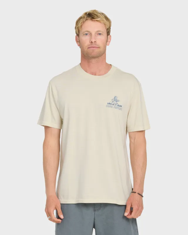 Unkles Ding Repair Pigment Dye Short Sleeve Knit T-Shirt - Silver Birch made by Quiksilver