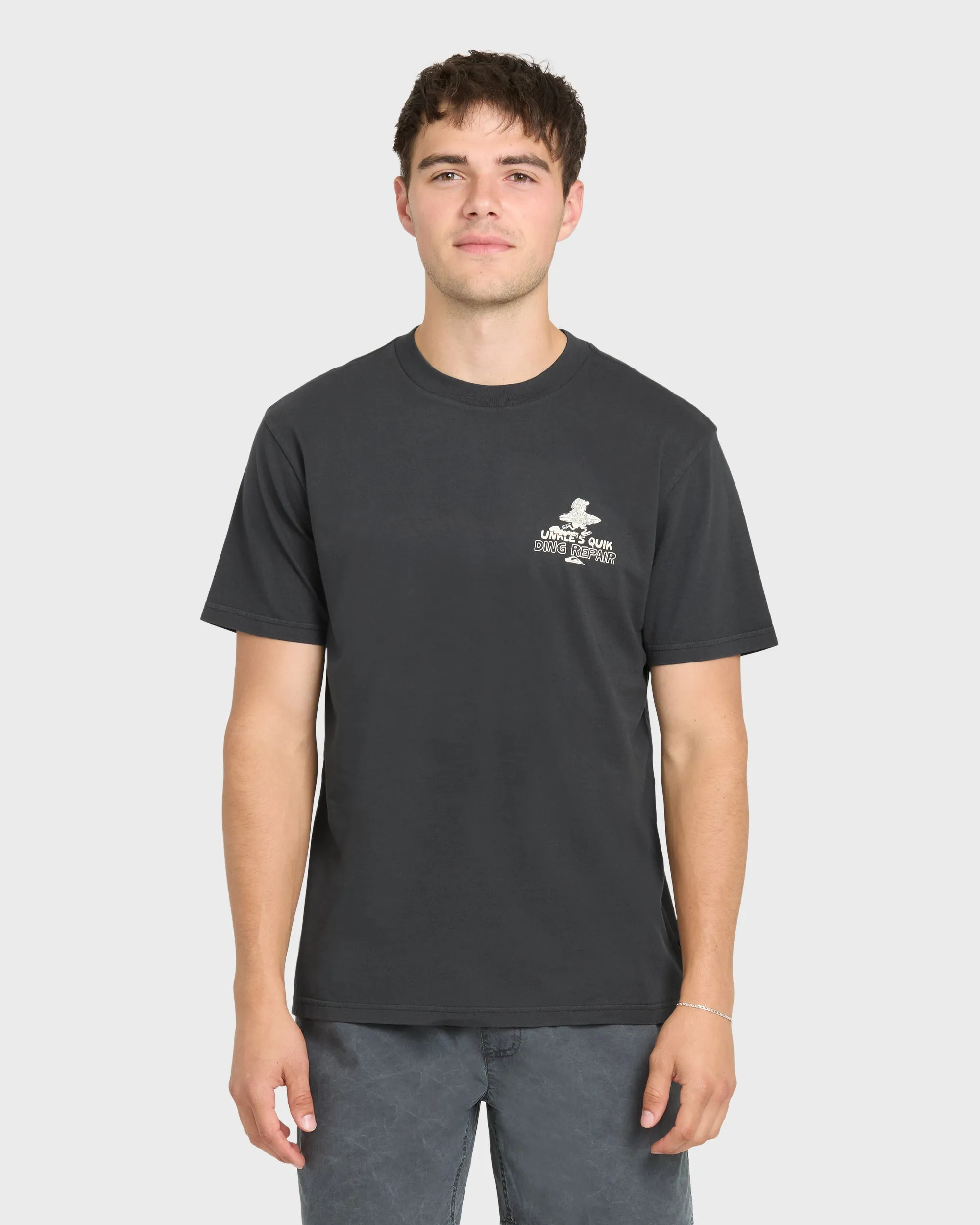 Unkles Ding Repair Pigment Dye Short Sleeve Knit T-Shirt - Phantom sold by Quiksilver