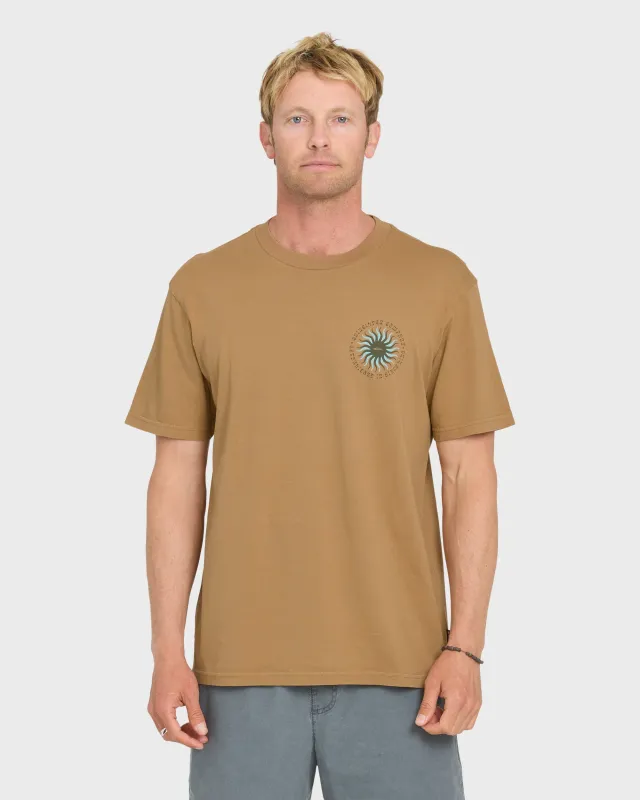 Sunny Day Pigment Dye Short Sleeve Cotton T-Shirt - Tobacco made by Quiksilver