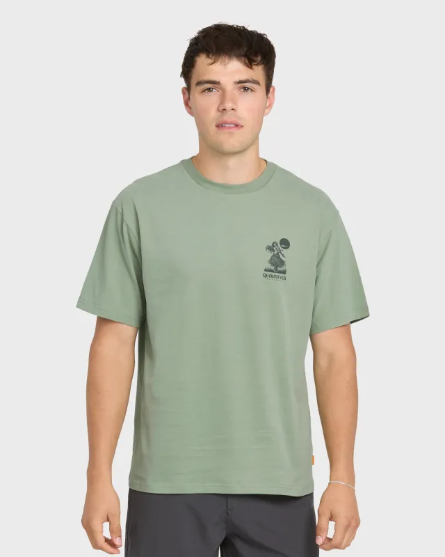 Waterman Lei'd Back Short Sleeve Cotton T-Shirt - Lily Pad made by Quiksilver