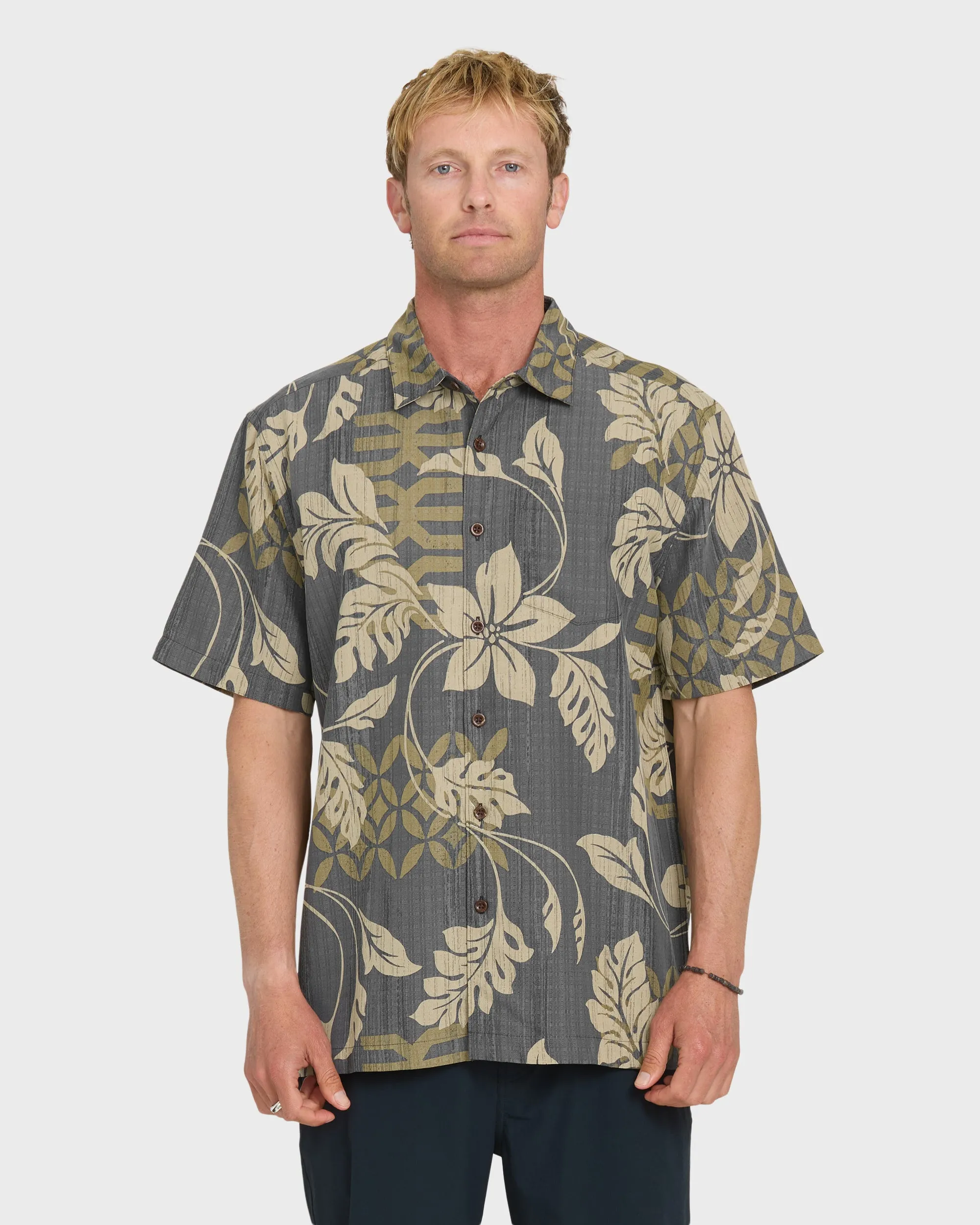 Waterman Tropic Bloom Short Sleeve Woven Shirt - Phantom sold by Quiksilver
