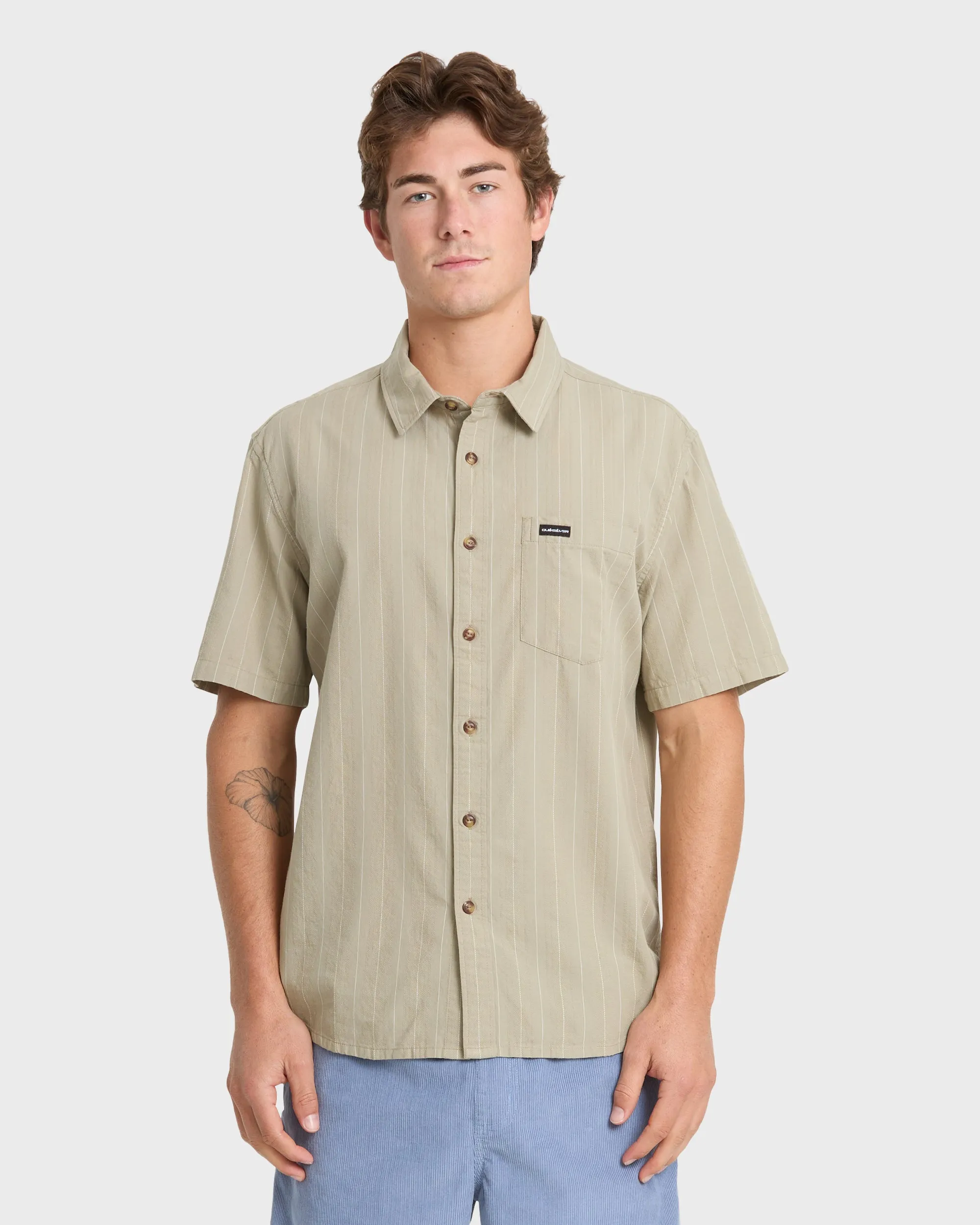 Dobby Stripe Classic Short Sleeve Woven Shirt - Seneca Rock sold by Quiksilver