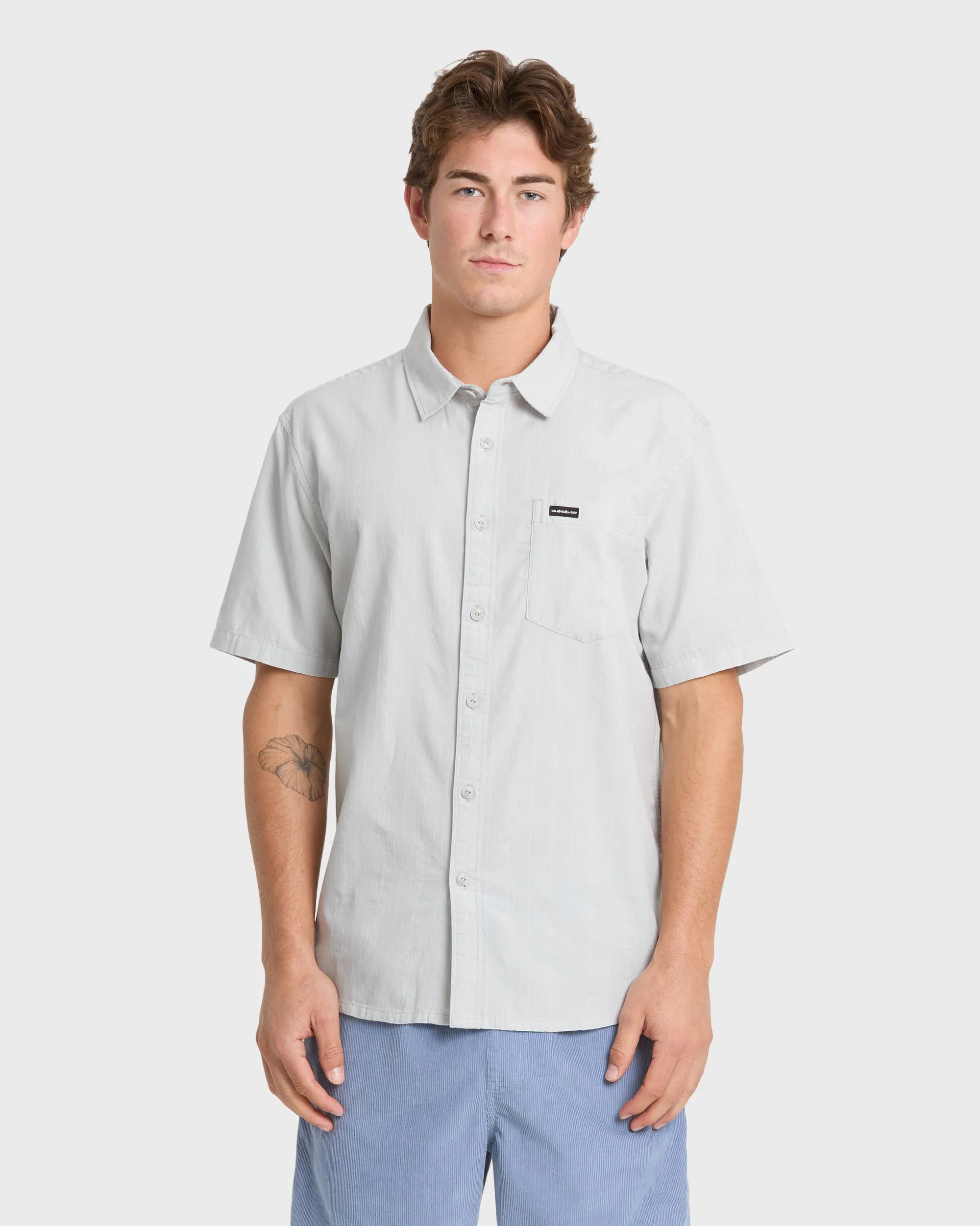 Dobby Stripe Classic Short Sleeve Woven Shirt - Micro Chip sold by Quiksilver