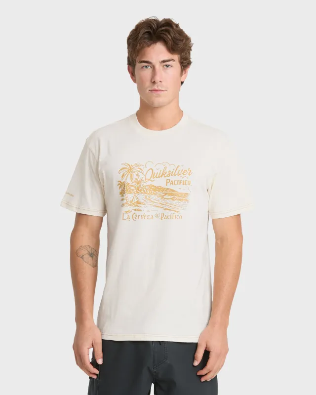 Pacifico Coastal Paradise Short Sleeve Cotton T-Shirt - Tofu made by Quiksilver