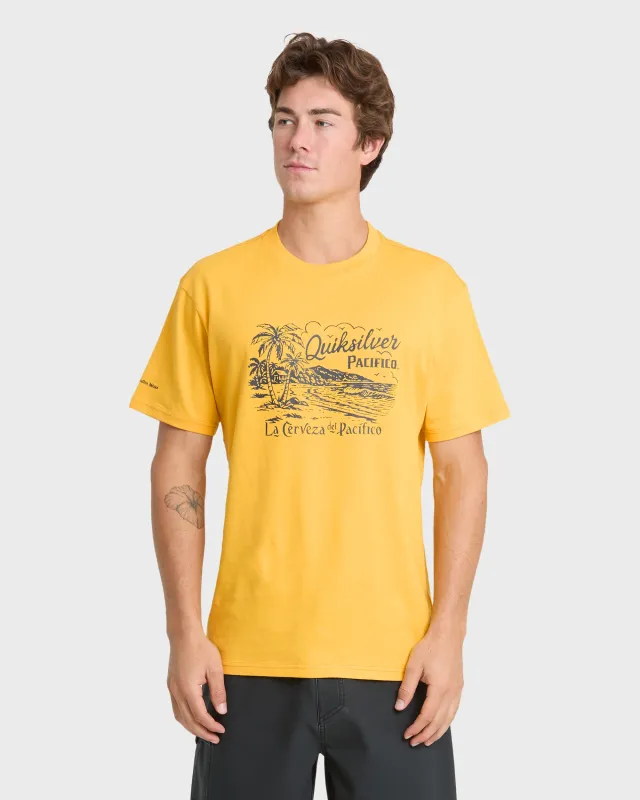 Pacifico Coastal Paradise Short Sleeve Knit T-Shirt - Sunshine made by Quiksilver
