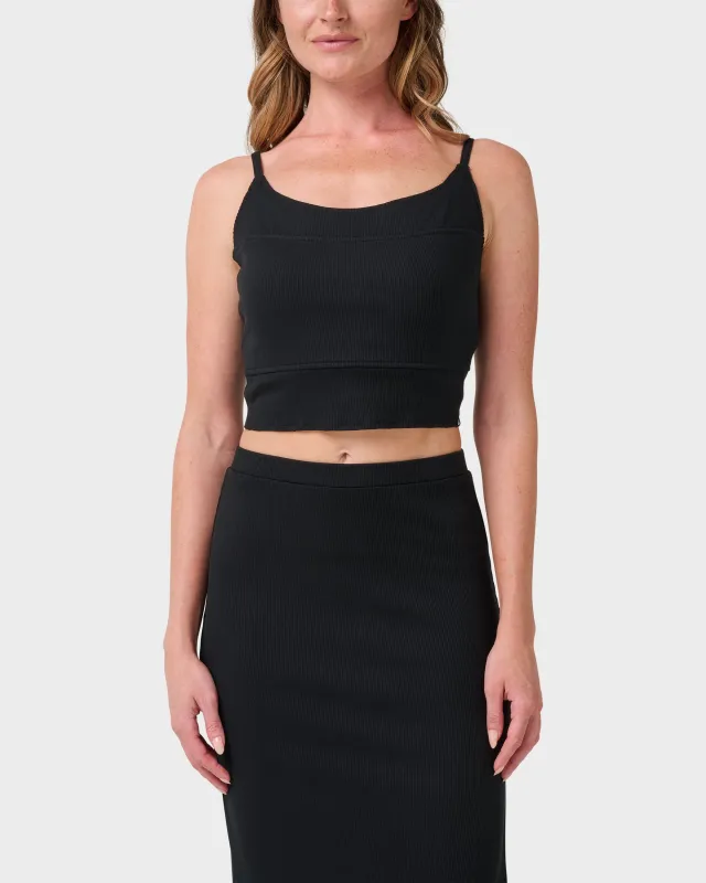 Rhea Solid Cropped Rib Tank made by Velocity