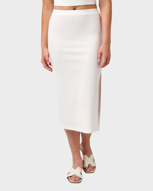 Cora Bay Solid Ribbed Midi Skirt made by Velocity