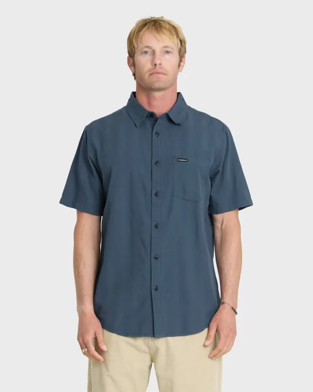Dobby Stripe Classic Short Sleeve Woven Shirt - Dark Denim made by Quiksilver