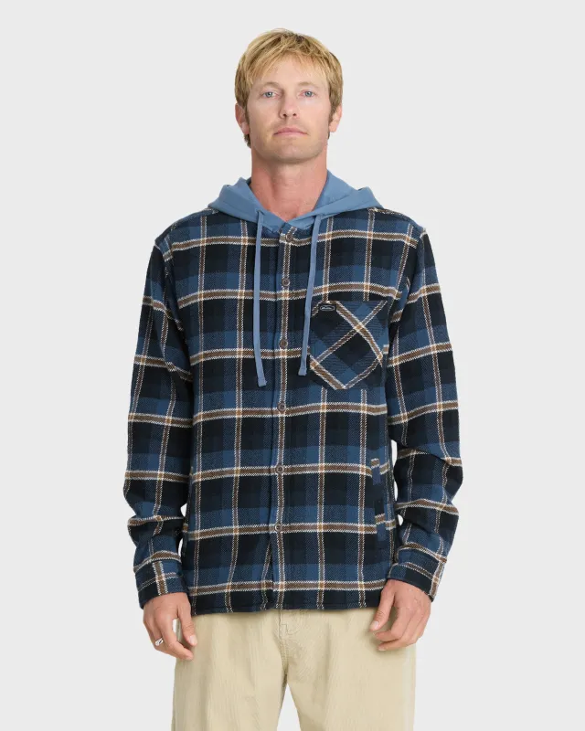 Saltwater Hooded Long Sleeve Flannel Shirt - Dark Denim made by Quiksilver