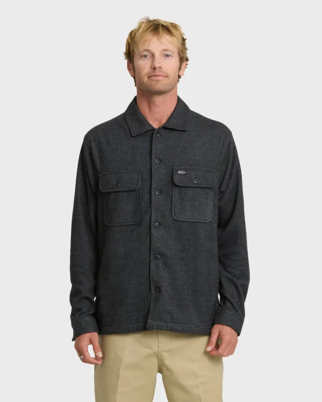 Flannel Long Sleeve Overshirt - Black Heather made by Quiksilver
