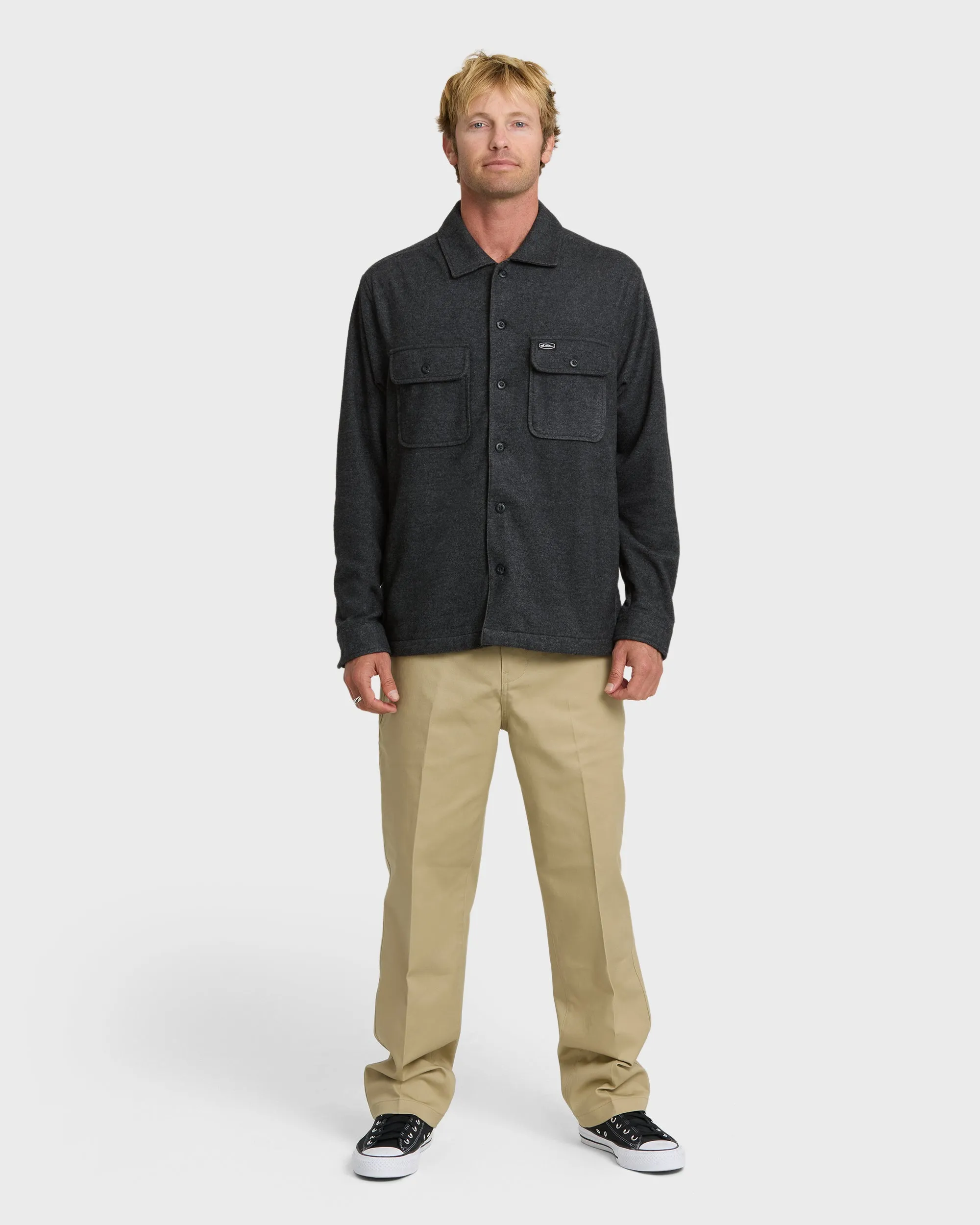 Flannel Long Sleeve Overshirt - Black Heather sold by Quiksilver product image thumbnail 3