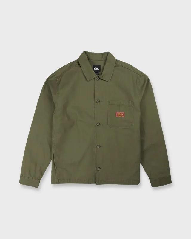 Herringbone Long Sleeve Woven Overshirt - Grape Leaf made by Quiksilver