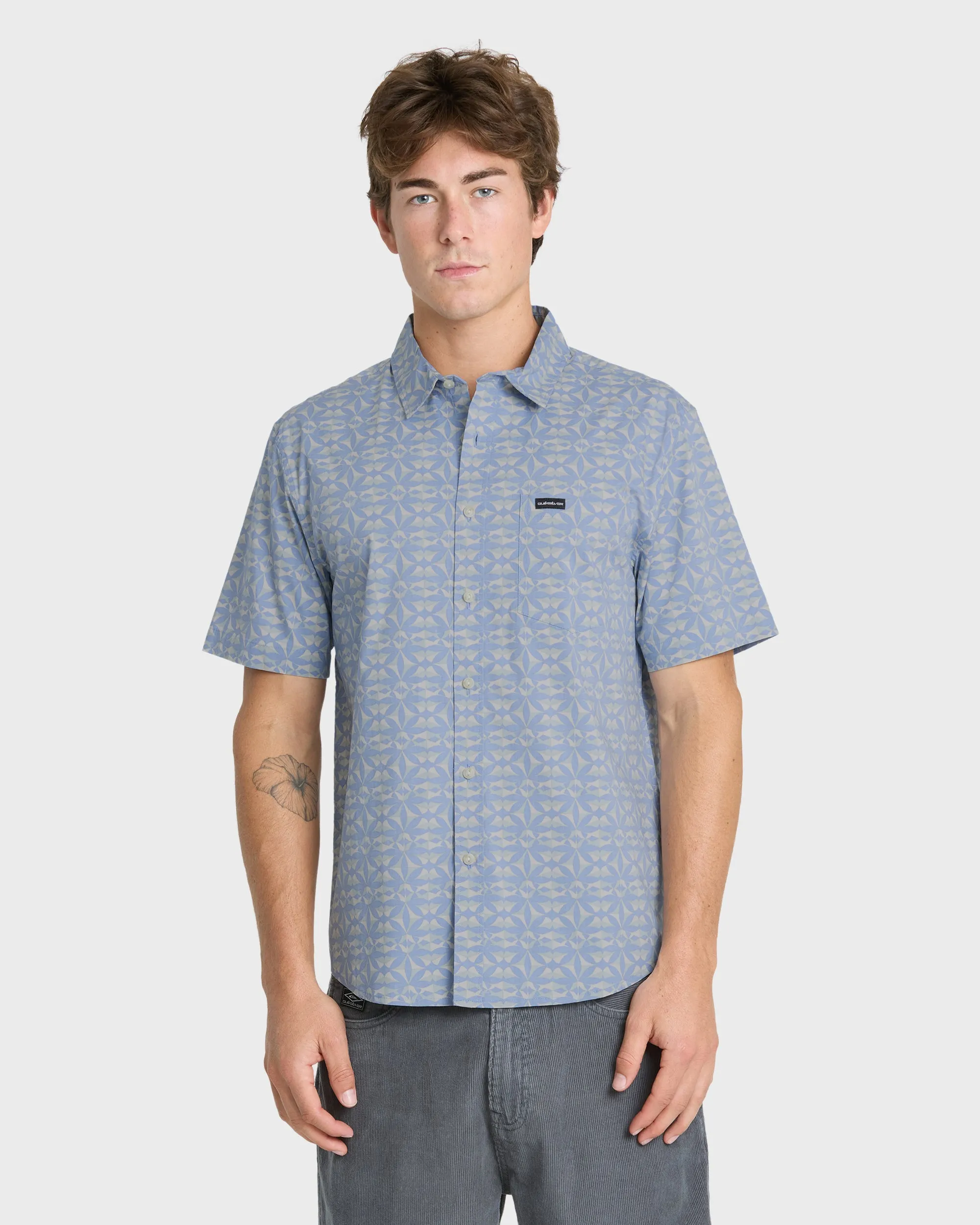 Nature Tile Classic Short Sleeve Woven Shirt - Quiet Harbor sold by Quiksilver