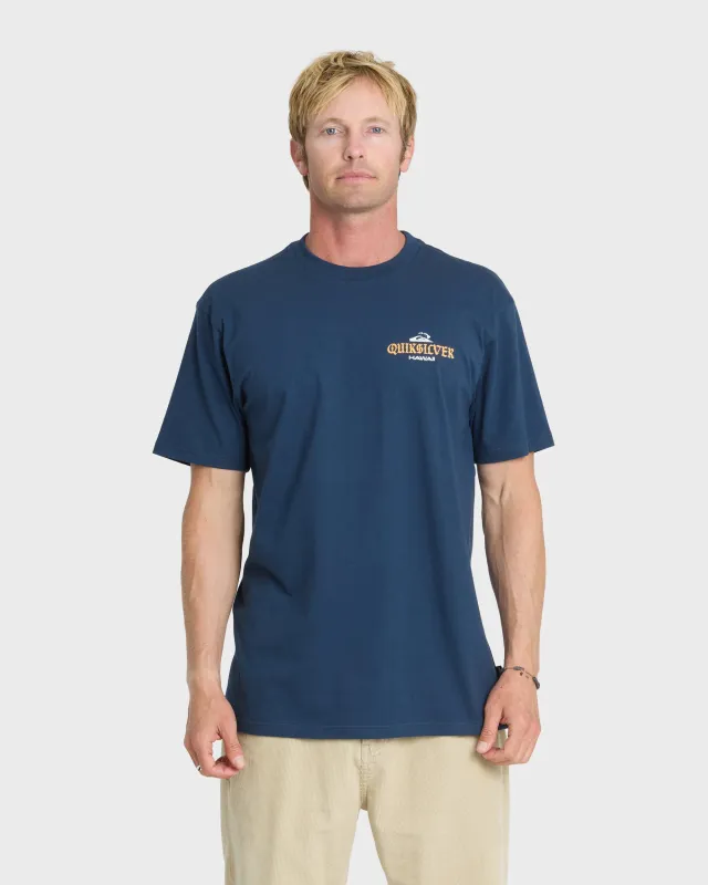 Hawaii Barb Wire Classic Short Sleeve Cotton T-Shirt - Dark Denim made by Quiksilver