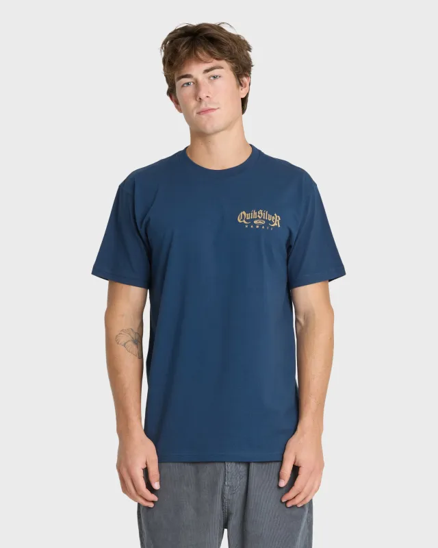 Hawaii Old English Classic Short Sleeve Knit T-Shirt - Dark Denim made by Quiksilver