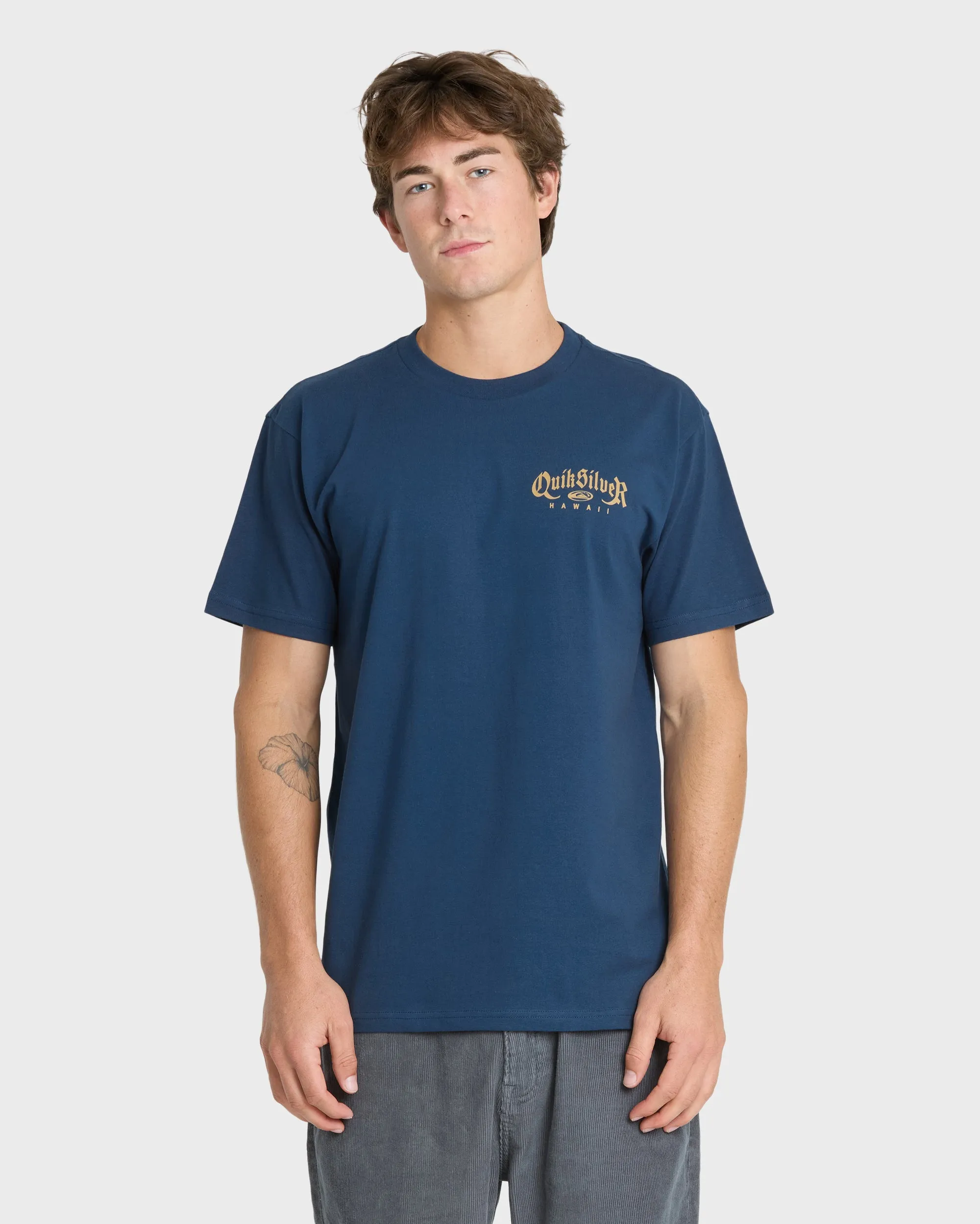 Hawaii Old English Classic Short Sleeve Knit T-Shirt - Dark Denim sold by Quiksilver