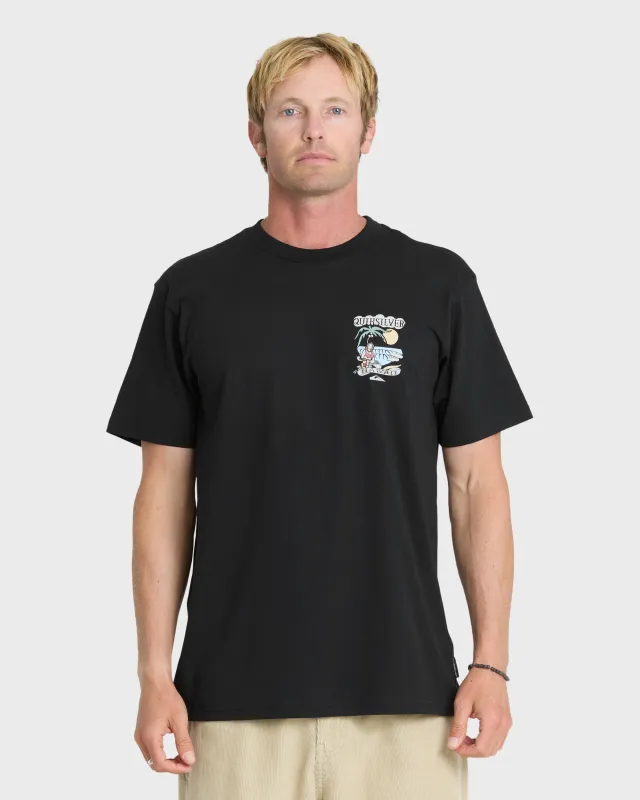 Hawaii Island Peace Short Sleeve Cotton T-Shirt - Black made by Quiksilver