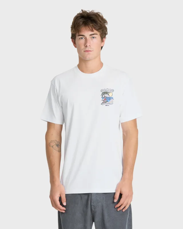 Hawaii Island Peace Short Sleeve Cotton T-Shirt - White made by Quiksilver