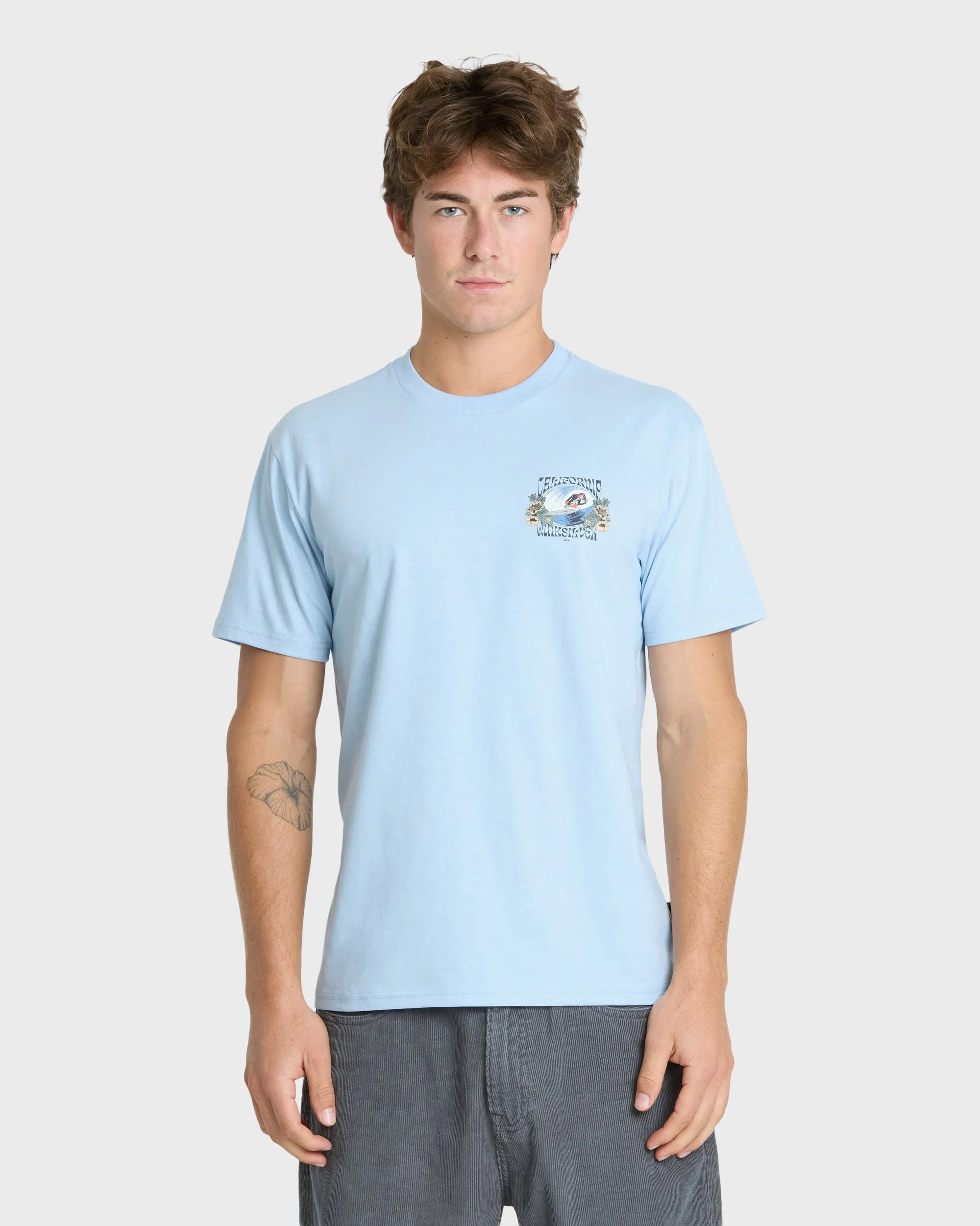 Grateful Cali Classic Short Sleeve Knit T-Shirt - Skyway Heather sold by Quiksilver