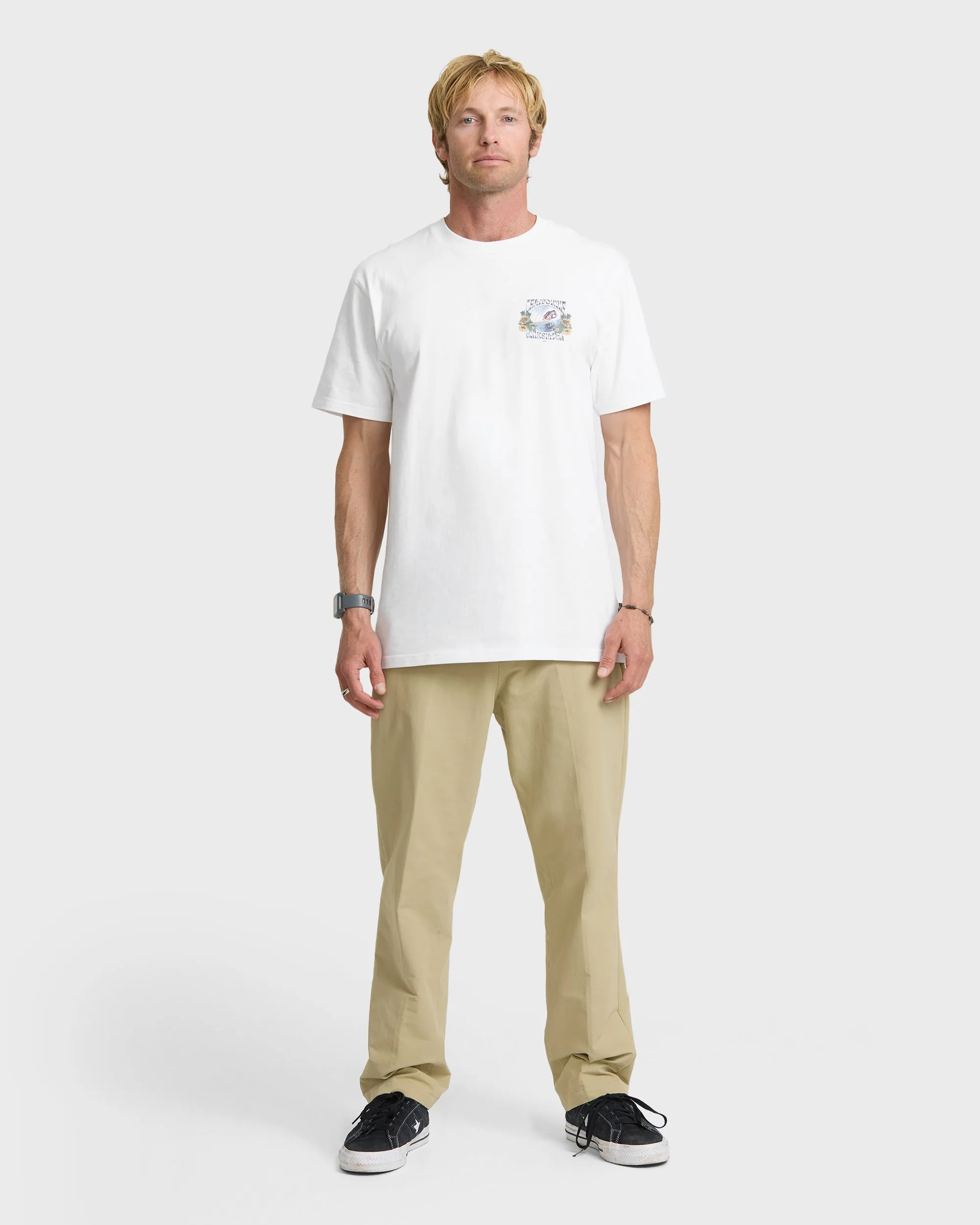 Grateful Cali Classic Short Sleeve Knit T-Shirt - White sold by Quiksilver product image thumbnail 3