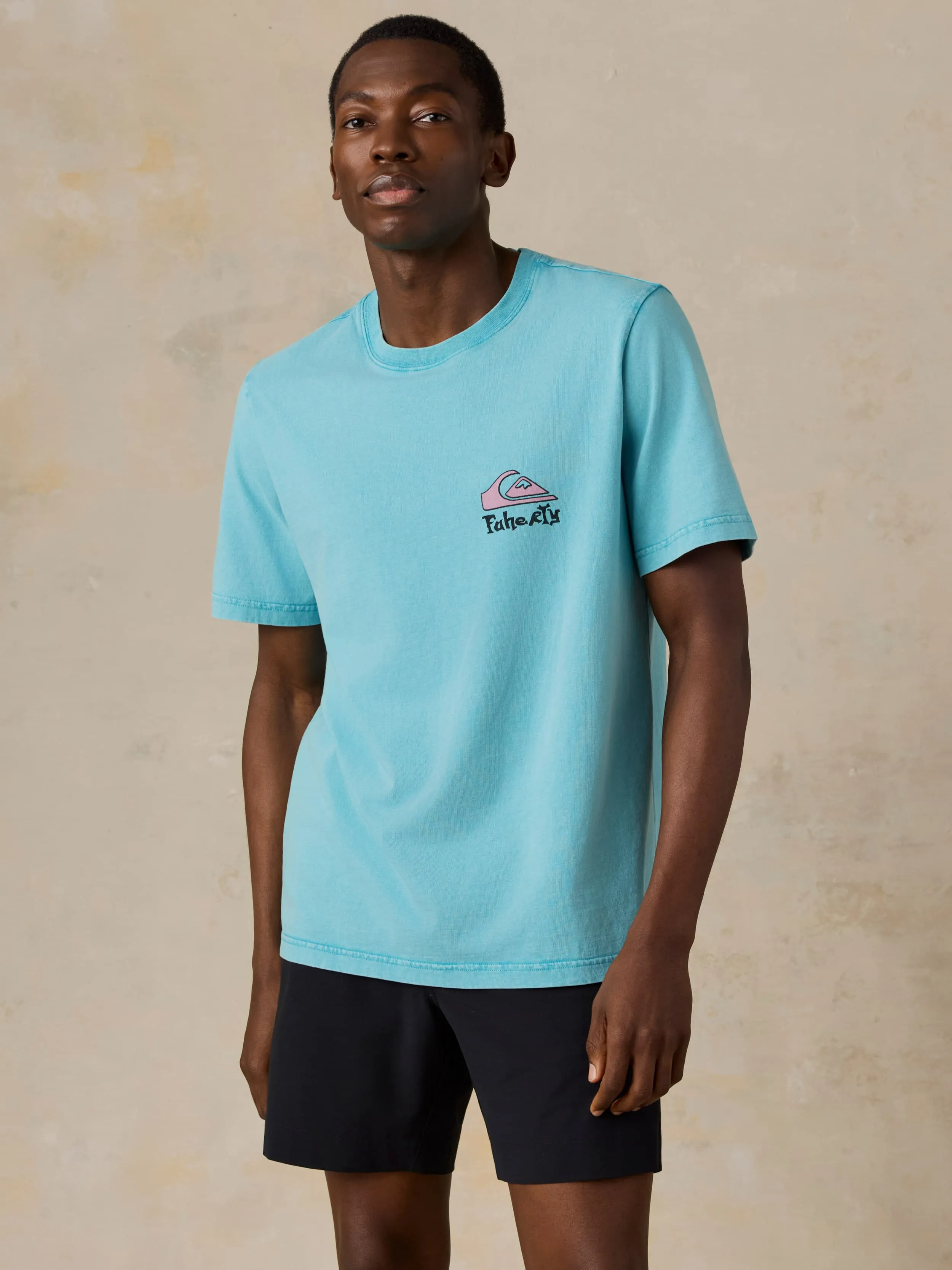 FAHERTY X QUIKSILVER HEAVY WASH TEE - TEAL TROPICS sold by Quiksilver product image thumbnail 2