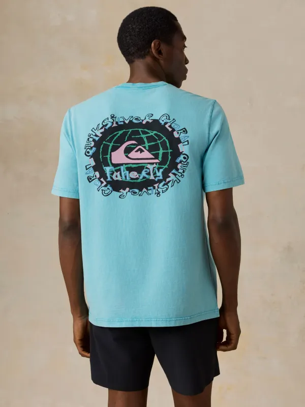 FAHERTY X QUIKSILVER HEAVY WASH TEE - TEAL TROPICS made by Quiksilver